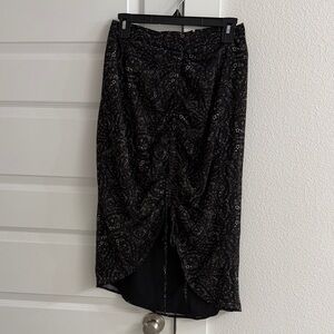 Gianni Bini Black Paisley High-Low Drawstring Skirt